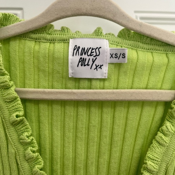 Princess Polly ribbed sweater pull over pearly buttons green size XS/S - Picture 4 of 5